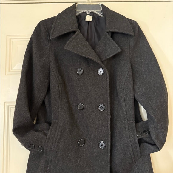 J. Crew Charcoal Double-Breasted Pea Coat 100% wool - Picture 3 of 4